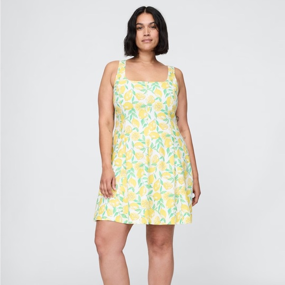 NWT GAP Linen-Blend Mini Dress in "Spring Lemon Print" Size Large - Picture 1 of 14